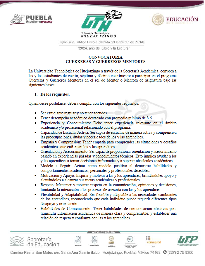 Convocatoria Guerreras y Guerreros Mentores